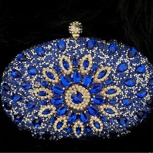 Blue and gold clutch